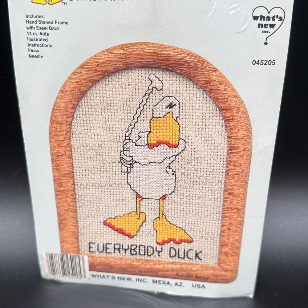 VTG Golfing Ducktales Cross Stitch Kit W/Wood Easel Back Frame